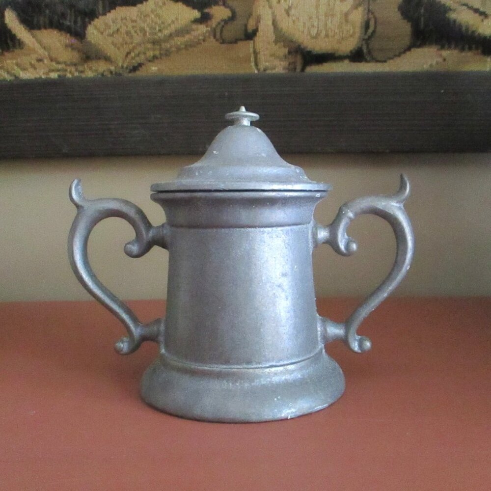 Vintage Wilton Armetale Sugar Bowl with Lid Ornate Queen Anne 1970's